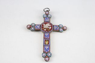 A Victorian grand tour micro mosaic cross pendant (16g)