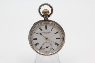 Sterling Silver Gents Vintage Open Face Pocket Watch Hand-wind WORKING // Sterling Silver Gents