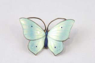 A silver enamel butterfly brooch by Marrius Hammer (7g)