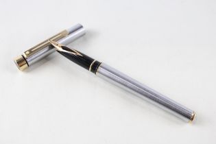 Vintage SHEAFFER Targa Brushed Steel Fountain Pen w/ 14ct Gold Nib WRITING // Dip Tested & WRITING