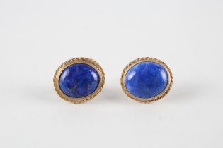 9ct gold lapis earrings (3.4g)