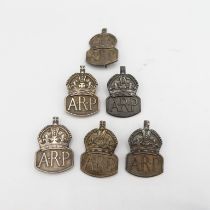 6 x WW2 .925 Sterling Silver A.R.P Badges Inc Mens & Womens (57g) // In vintage condition Signs of