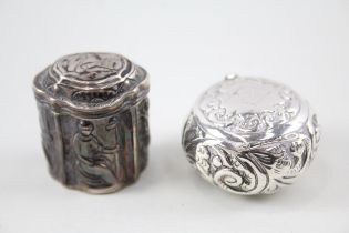 2 x Antique / Vintage .925 Sterling Silver Boxes Inc Opium Style, Trinket (25g) // In antique /