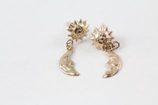 9ct gold sun & moon drop earrings (0.4g)