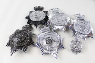 6 x Police Helmet Plates - Cap Badge Inc Kings Crown Ayrshire - City Of Bath Etc // 6 x Police