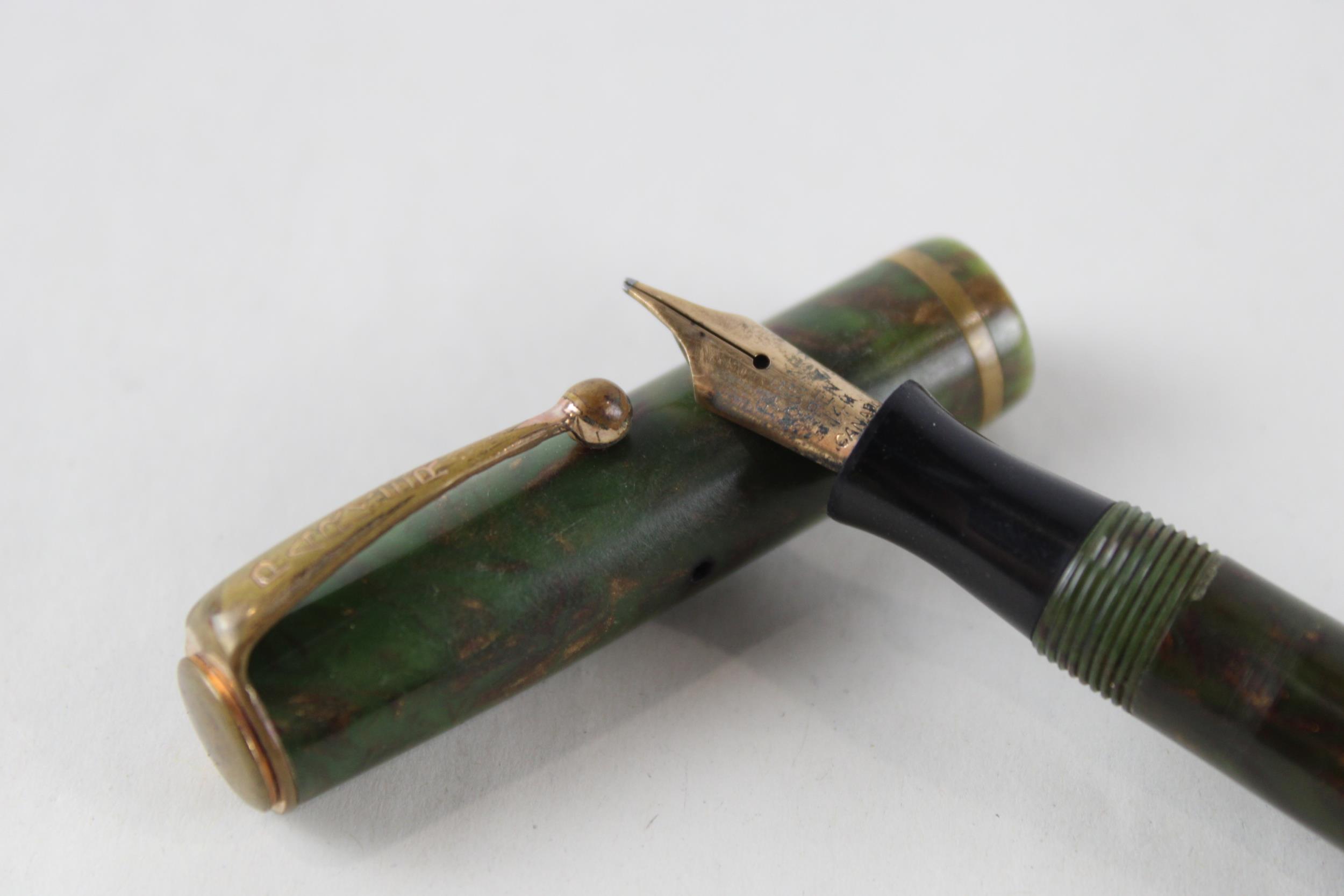 Vintage PARKER Moderne Green FOUNTAIN PEN w/ 14ct Gold Nib WRITING // Dip Tested & WRITING In - Image 2 of 4