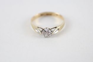 9ct gold diamond vintage solitaire ring (1.4g) Size O