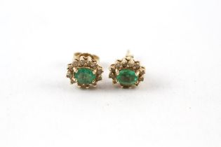 14ct gold emerald & diamond earrings (1.9g)