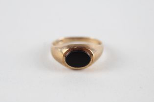 9ct gold vintage black onyx signet ring (1.6g) Size H