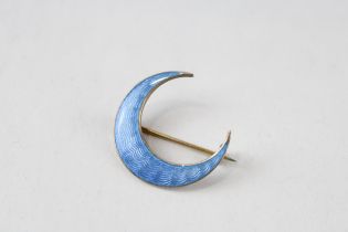 A silver enamel crescent moon brooch by Marrius Hammer (2.5g)