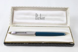 Vintage PARKER 51 Teal FOUNTAIN PEN w/ Brushed Steel Cap, 14ct Nib WRITING // Dip Tested & WRITING