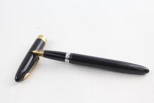 Vintage SHEAFFER Snorkel Black Fountain Pen w/ Gold Plate Nib WRITING // Dip Tested & WRITING In