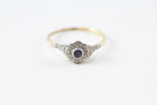 18ct gold sapphire & diamond cluster ring (1.6g) Size V