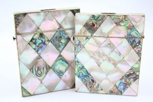 Antique 19th Century Mother Pearl Card Cases For Repair x 2 // Antique 19th Century Mother Pearl