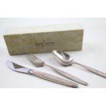 Vintage GEORG JENSEN .925 Sterling Silver Cypress Cutlery Set 1960's Boxed 99g // Length of