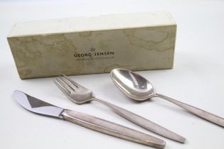 Vintage GEORG JENSEN .925 Sterling Silver Cypress Cutlery Set 1960's Boxed 99g // Length of