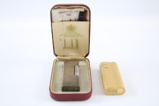 2 x Dunhill Lighters Inc Cased Vintage Silver Plated Rollagas & Gold Plated // 2 x Dunhill