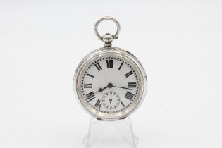 Sterling Silver Gents Vintage Open Face Pocket Watch Key-wind WORKING // Sterling Silver Gents