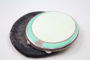 Vintage 1945 Birmingham STERLING SILVER Ladies Vanity Compact w/ Enamel (67g) // w/ Guilloche Enamel