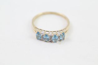 9ct gold blue topaz and diamond set dress ring (1.8g) Size R
