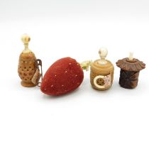 3 x Novelty tape measures and 1 x strawberry pin cushion //