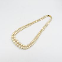 9ct gold clasped ciro double string pearl necklace 40cm long