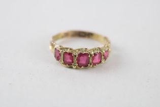 12ct gold antique garnet topped doublet & red paste five stone ring (1.4g) Size K