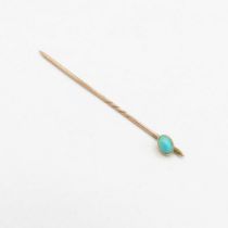Original turquoise stick pin on a 9ct gold shaft