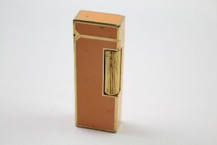 Vintage DUNHILL Rolagas Gold Plated Orange Lacquer Cigarette Lighter Swiss Made // UNTESTED In