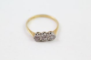 18ct gold platinum topped vintage illusion set diamond trilogy ring (2.5g) Size P