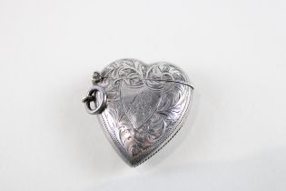 Antique Edwardian 1906 Birmingham Sterling Silver Heart Shaped Vesta (22g) // w/ Personal