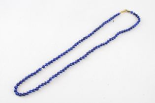 9ct gold clasp lapis lazuli single strand necklace (10.3g)