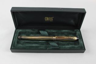 Vintage CROSS Townsend Gold Plated Fountain Pen w/ 14ct Gold Nib WRITING Boxed //Dip Tested &