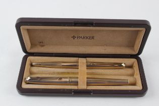 Vintage PARKER 50 Falcon Gold Plated Fountain Pen w/ Gold Plate Nib, Ballpoint //w/ Matching