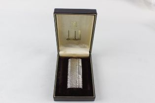 Vintage DUNHILL Silver Plated Hammered Effect Cigarette Lighter In Original Box //E70117 UNTESTED In