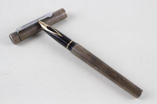 Vintage SHEAFFER Targa .925 Sterling Silver Fountain Pen w/ 14ct Nib WRITING 30g //Stamped .925