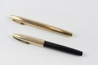 2 x Vintage SHEAFFER Imperial Fountain Pens w/ 14ct Gold Nibs WRITING //Inc Gold Plated Cap &