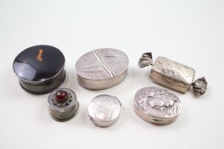 6 x Antique / Vintage Hallmarked .925 Sterling Silver Pill / Trinket Boxes (71g) //Inc