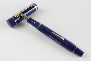 Limited Edition CONWAY STEWART Churchill Blue Lacquer Fountain Pen w/ 18ct Nib //w/ Gold Plate