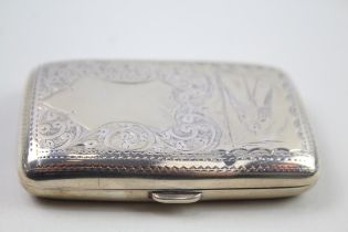 Late Victorian 1901 Birmingham Sterling Silver Cigarette Case w/ Swallow (46g) //Maker - William