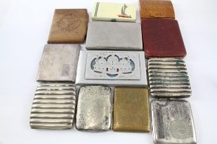 Cigarette Cases Inc. Vintage Vanity EPNS Leather Compact Combi Money Etc x 12 //Cigarette Cases Inc.