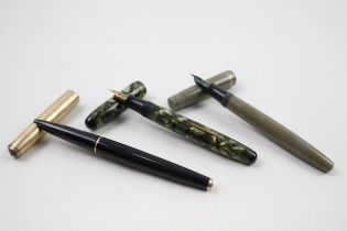 3 x Vintage PARKER Fountain Pens Inc 14ct Nibs, 61, Victory, Parkette Etc //SPARES, REPAIRS &