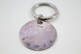 ASPREY & CO. Stamped .925 Sterling Silver Tag Circular Keyring (19g) //Diameter -3.6cm In previously