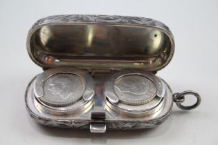 Antique Hallmarked 1912 Birmingham Sterling Silver Double Sovereign Case (45g) //w/ Blank