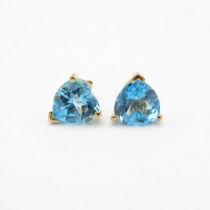 HM 9ct gold stud earrings with blue stones (3g)