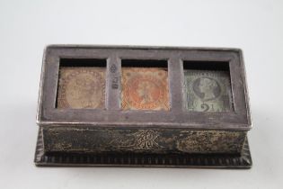 Antique Victorian 1897 London Sterling Silver Triple Stamp Box / Holder (86g) //w/ Personal