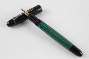 Vintage PELIKAN 120 Green & Black Fountain Pen w/ Gold Plate Nib WRITING //Dip Tested & WRITING In