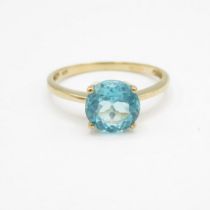 HM 9ct gold dress ring with blue stone (1.5g) Size N 1/2