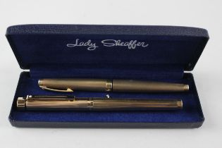 2 x Vintage SHEAFFER Gold Plated Fountain Pens w/ 14ct Nibs WRITING Inc Targa //Inc Targa, Lady