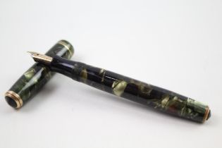 Vintage PARKER Vaccumatic Green Fountain Pen w/ 14ct Gold Nib WRITING //Dip Tested & WRITING In